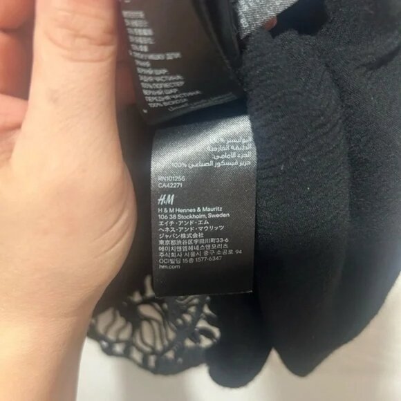 DIVIDED by H&M black crop top, size 12, knitted mesh mosaic see through back - Picture 2 of 8